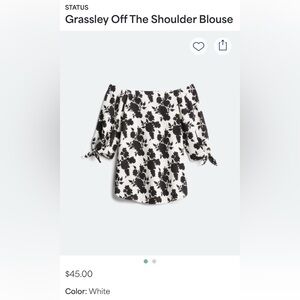 Status Off The Shoulder Blouse - Black and White Stitch Fix XXL